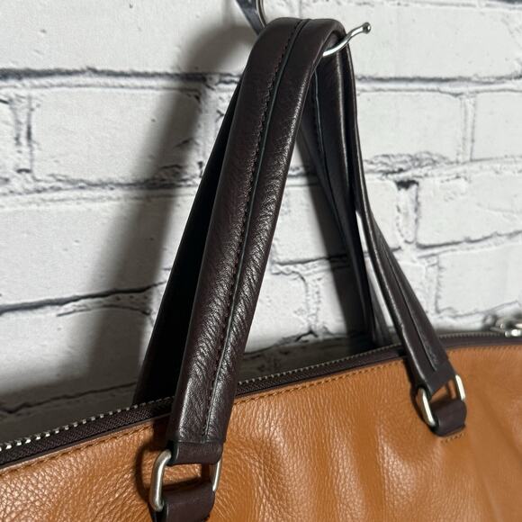 Fossil Dawson Leather Foldover Tote Red/Gold/Burgandy ZB6655995, Excellent, Soft - Picture 8 of 11